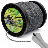 Žoliapjovės pjovimo viela KONAR, 2,7 mm, 100 m, sustiprinta, susukta
