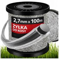 Žoliapjovės pjovimo lynas, sustiprintas kvadratine viela, 2,7 mm, 100 m