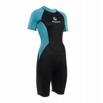 Moteriškas plaukimo kostiumas AQUASTIC Wavey WMNS, 2 mm, juodas/mėtinės spalvos