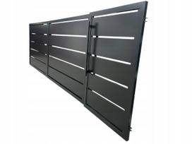 Įvažiavimo vartai 4x1,5 m su varteliais, pusiau uždari, 250 metalinių strypų