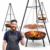 Lauko židinys su pakabinamu griliu, 50 cm