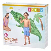 Pripučiamas plaukimo čiužinys krokodilas INTEX 168x86 cm