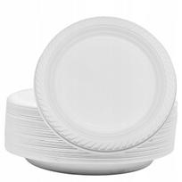 Daugkartinės plastikinės lėkštės, 22 cm, baltos, 100 vnt.