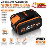 Atsarginė 20V 8.0Ah baterija WORX WA3572, WA3553, WX390 įrankiams