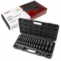 Smūginės galvutės rinkinys 1/2", 35 vnt., 6 kampų, 8–32 mm, ilgos ir trumpos