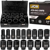 Gilzinių galvučių rinkinys JCB 3/4" pneumatinėms raktams, 17–50 mm, 16 vnt.