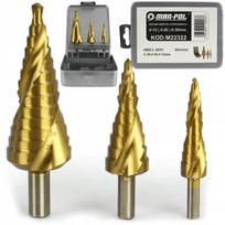 Kūginiai grąžtai metalui, medžiui, plastikui, 3 vnt. (4-12 mm, 4-20 mm, 6-30 mm)