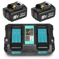 Akumuliatorių rinkinys Makita: 2 x 18V 6Ah BL1860/BL1860B ir įkroviklis DC18RD