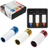 Galinių ratų smūginės galvutės rinkinys YATO 1/2" 17, 19, 21 mm YT-1056