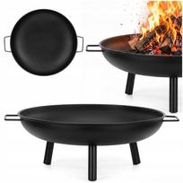 Lauko židinys GRILL, 60 cm, plieninis, juodas, su rankenomis