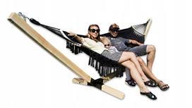 Dviguba pakabinama hamakas su stovu Comfort Zone Boho Black, 200 kg