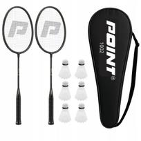 Badmintono rinkinys POINT 1002, juodas, su 6 baltomis plunksnelėmis