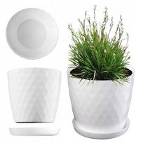 Gėlių vazonas su stovu KADAX, 14 cm, baltas, plastikinis