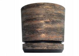 Gėlių vazonas su stovu, 14 cm, „Rusty Bark“ medžio imitacija, auksinės detalės