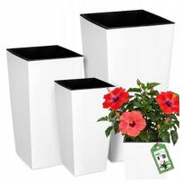 3 vazonų rinkinys su įdėklais, balti, lauko terasai
