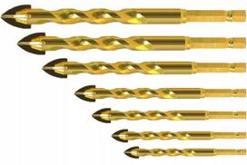 Grąžtų rinkinys stiklui, keramikai, akmeniui, 3–12 mm, 7 vnt., šešiabriaunis 1/4", PROFI