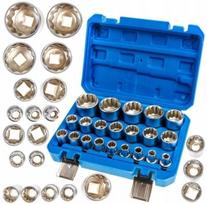 Galvutės rinkinys SPLINE 1/2", 12 briaunų, 8–36 mm
