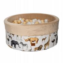 Sausas žaidimų baseinas vaikams VELVET ZOO, 90x40 cm, su 150 kamuoliukų