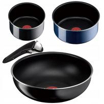 Keptuvių ir puodų rinkinys TEFAL INGENIO: 28 cm wok keptuvė, 16 ir 20 cm puodai, nuimama rankena, tinka dujinei ir elektrinei viryklei