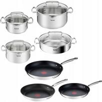 Tefal Duetto+ nerūdijančio plieno puodų ir keptuvių rinkinys, 11 dalių, tinka indukcijai