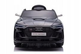 Vaikiškas elektromobilis Audi E-Tron, juodas, minkšti EVA ratai, odinė sėdynė