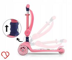 Vaikiškas paspirtukas SCOOTER FUZZY CLASSIC, rožinis, su LED ratais, 2in1