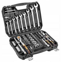 Raktų rinkinys NEO TOOLS, 82 vnt., 1/4" ir 1/2", CrV, dėklas