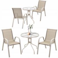 Sodo baldų komplektas GARDEN FURNITURE, smėlio spalvos kėdės ir stalas, balkonui ar terasai