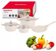 Puodų rinkinys 7 vnt. su keptuve 24 cm, smėlio spalvos, KLAUSBERG KB-7963, tinka indukcijai ir dujoms
