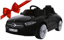 Vaikiškas MERCEDES CLS350 juodas elektromobilis su odine sėdyne, nuotolinio valdymo pulteliu ir EVA ratais