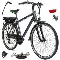 Vyriškas elektrinis dviratis 28" trekking, 250 W, aliuminis rėmas, Shimano, su bagažine