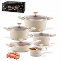 Puodų rinkinys su keptuve ir dangčiais, 10 dalių, indukcijai, "Texture Creamy