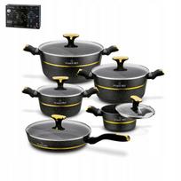 Puodų rinkinys Starke Pro Golden Marble, 4 vnt. su dangčiais ir 1 keptuvė, 10 dalių