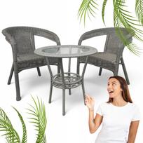 Lauko baldų rinkinys IDEALGARDEN MAS-RS-GR: 2 pilkos kėdės ir stalas, ratanas