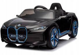Vaikiškas elektromobilis BMW i4 su EVA ratais, odine sėdyne ir ličio jonų akumuliatoriumi, valdomas pulteliu