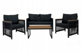 Lauko baldų komplektas CUBA: sofa, fotelis, stalas, juodi