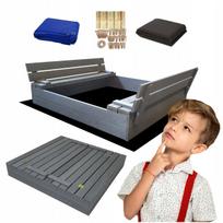 Medinė impregnuota smėlio dėžė su užraktu, 120 cm, pilka
