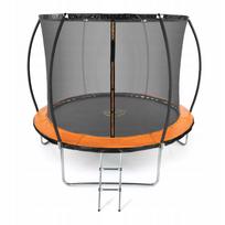 Sodo batutas HUMBAKA Super 312 cm su apsauginiu tinklu, kopetėlėmis, oranžinis, 10 pėdų