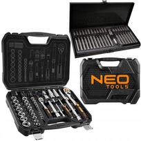 Raktų galvučių rinkinys NEO TOOLS 1/2", 1/4", 73 vnt., lagaminėlis + 40 atsuktuvų antgalių