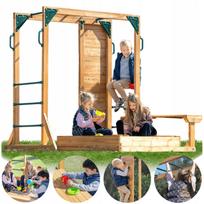 Mediniai vaikų laipiojimo žaidimo laipiojimo sienelė SQUARE TOYS FUNLAND IV 4in1
