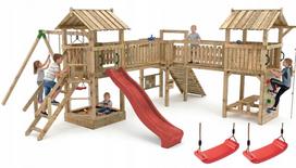 Vaikų smėlio dėžė su čiuožykla ir 2 sūpynėmis SQUARE TOYS XXL