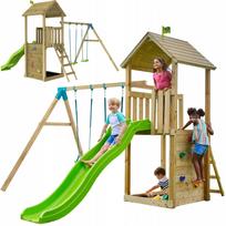 Medinis žaidimų kompleksas TP Toys: čiuožykla, 2 supynės, smėlio dėžė, sienelė