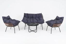 Lauko baldų komplektas CORCIANO: sofa, foteliai ir kavos staliukas