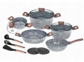 Puodų rinkinys ZL-8519, 15 dalių, marmuro keramikos danga