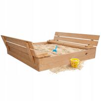 Medinė smėlio dėžė su suoliukais, užrakinama, 120 cm, vaikams