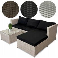 Lauko rotango baldų komplektas, kampinė sofa, balta, universalus išdėstymas
