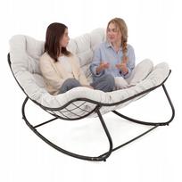 Sodo sofa, dvivietė kėdė ir supamoji kėdė su šviesiai smėlio spalvos pagalvėlėmis #210