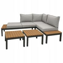 Sodo baldų komplektas IBIZA, modulinė aliuminio kampinė sofa su staliukais