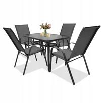 Lauko baldų komplektas MAJORCA, stalas 120x70 cm ir 4 kėdės, pilki