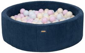Žaidimų baseinas su 300 kamuoliukų, 90 cm, velvetinis, tamsiai mėlynas/pastelinių spalvų